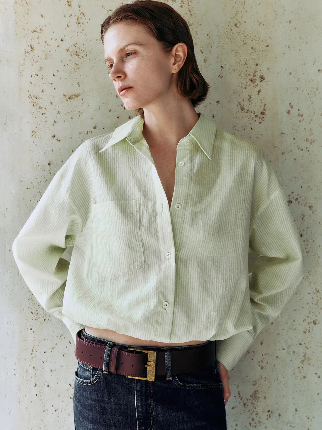Cropped Button Up Overhead Shirts
