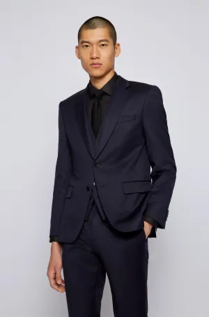 Hugo Boss Slim Fit Huge Suit In Dark Blue Pure Virgin Wool