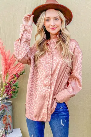 Satin Leopard Button Up Shirt