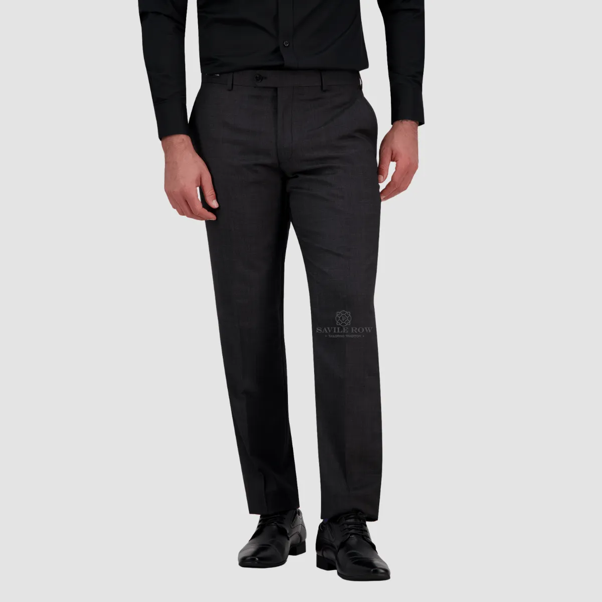 Savile Row Classic Fit Mens Noah Trouser in Charcoal C1 Pure Wool