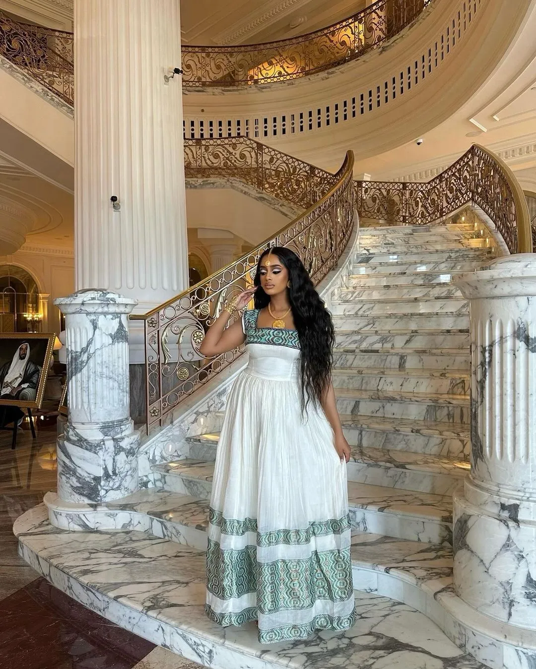 Simple Habesha Dress Design in Light Blue Charm Ethiopian Traditional Dress